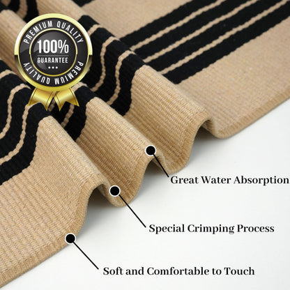 KOZYFLY Striped Front Door Mat 2x3 Ft Brown and Black Cotton Washable Indoor Outdoor Rug Doormats Small Area Rugs for Kitchen Entryway Porch