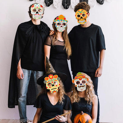 80UncleKimby 8PCS Dia De Los Muertos Masks - Halloween Felt Sugar Skull Crafts, Day of The Dead Costume Accessories Decorations Classroom Activities Party Favors