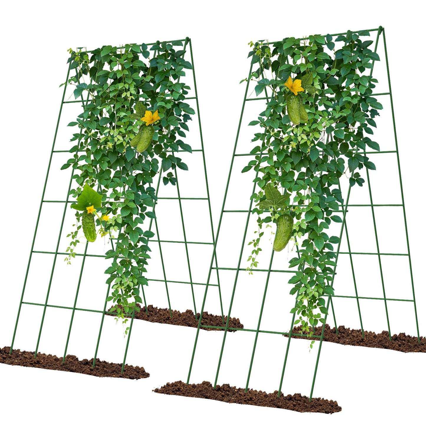 UrGROWA Cucumber Trellis 2 Pack, Foldable A-Frame Garden Trellis for Raised Bed Garden Grow Support with Plant Support Clips, Twist Ties, Plastic Ties, for Cucumber,Tomato, Climbing Plants and Flowers