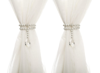 SUQ I OME 1 Pair of Luxury Pearl Beaded Magnetic Curtain Tieback and Holdback Curtain Clips Curtain Buckle Curtain Holder Blingbling Curtain Holdbacks for Drapes,Pearl