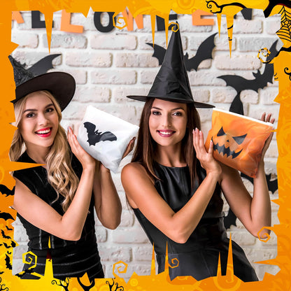 Mimorou 150 Pcs Halloween Treat Bags Bulk EVA Witch Bat Pumpkin Goodie Bag Travel Purse Pouch Toiletry Organizer with Zipper for Women Snacks Candy Gift Bags for Halloween Party Favors (3 Styles)