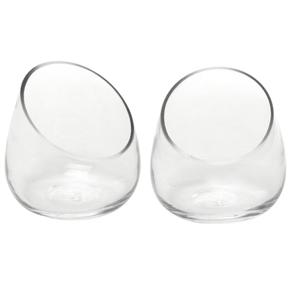 MyGift 5 Inch Premium Clear Glass Air Plant Terrarium, Mini Candy Bowl Jar, Tealight Candle Holder, Succulent Cactus Plant Vase, Set of 2