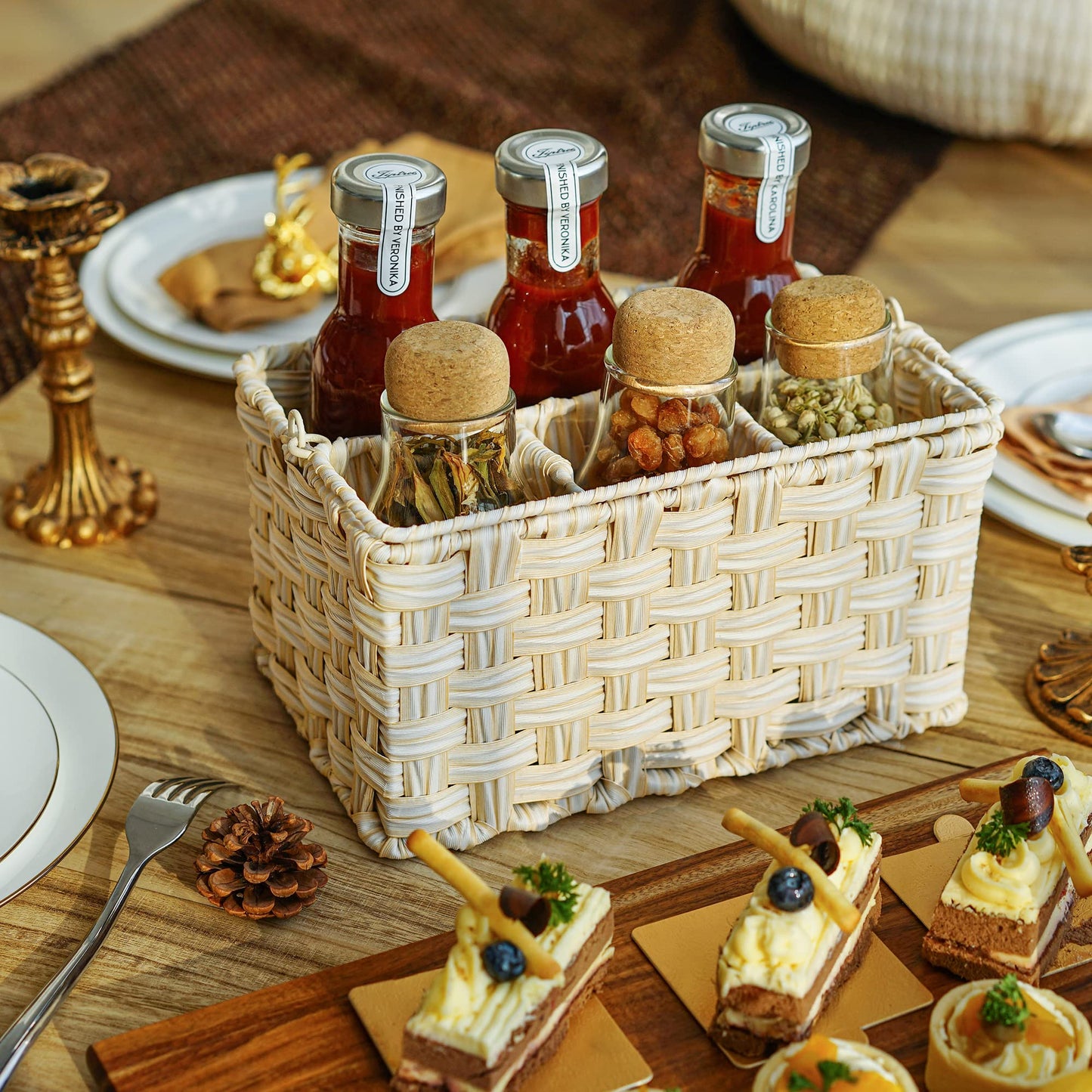 GRANNY SAYS Wicker Utensil Organizer, Silverware Caddy, Countertop Spoon and Fork Holder