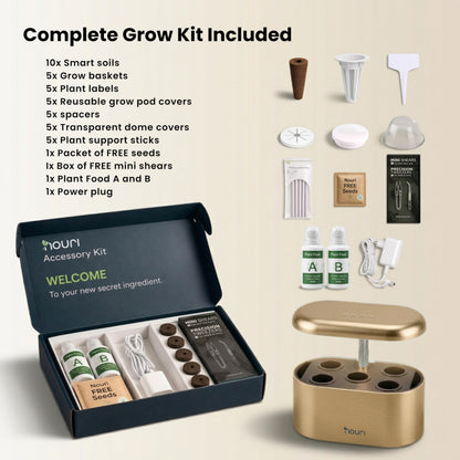 Nouri Hydroponics Growing System, 5 pod APP Smart Indoor Herb Garden Kit with LED Grow Lights, Hydroponic Herb Garden Indoor for Plant Lovers, Gardeners, Kitchen, Basil Seeds Included