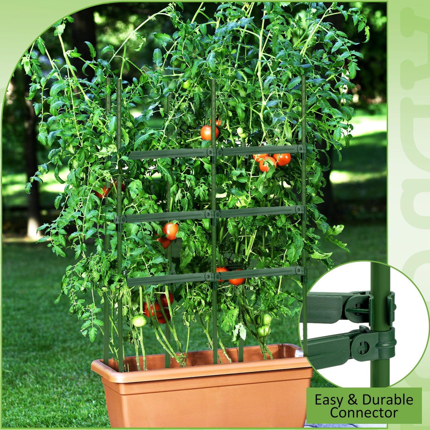 Threehoney 24 Pcs Garden Adjustable Stake Arms for Tomato Cage 10 to 14'' Plant Stake Connectors Expandable Trellis Climbing Rod Tomato Stick Supports for 11 mm Diameter Climbing Plants Vegetables