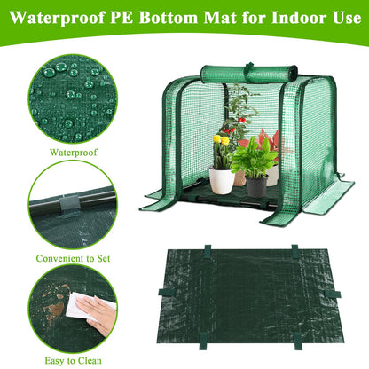 U'Artlines Portable Mini Greenhouse Small Green House with Waterproof Pad 23x13x17 Inch Plant Cover Tent for Garden Small Plants Indoor Outdoor, Green PE