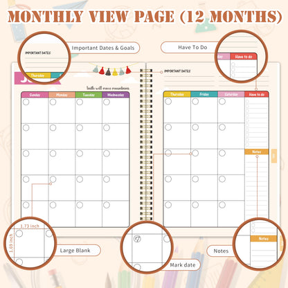 Teacher Planner - Undated Teacher Planner 9''x11'', Undated 2026-2027 Teachers Lesson Planners/Plan Book/Calendar Planners with Stickers, Schedules, Calendars and Inner Pockets