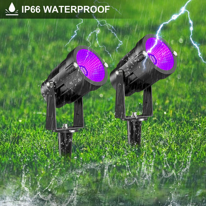Landscape Lights Outdoor: Black Light Halloween LED Landscape Lighting for Tree Garden Yard Pathway Body Paint Fluorescent Poster | 110V UV Blacklight Spotlights | 4 Pack (UV Blacklight)
