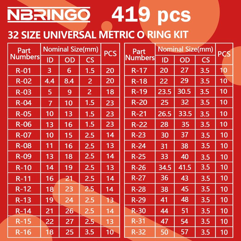 NBRINGO 826 Pcs Universal O-Ring Kit - Metric & SAE Standard 70A Durometer O Ring Assortment Kit for Auto Engines, Hydraulic Systems, Faucet Plumbing, Car Cylinder with 4 Pick Tools