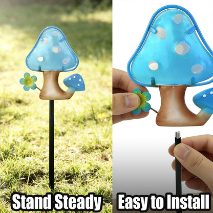 LEGIFO Garden Decor Mushroom Stakes Set of 3, Metal & Glass 10″, Outdoor Mushroom Stake for Backyard Lawn Decor, Funny Yard Art Decorations for Mom Grandma Women Mother’s Day