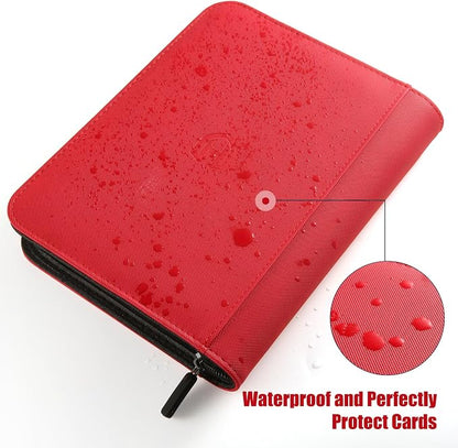Pemocyny Trading Card Binder with Sleeves, Red, 288 Card Storage Capacity, Durable and Waterproof