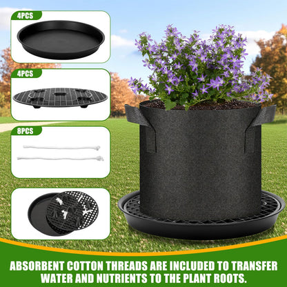 COZYDIG 4 Pack Self-Watering Base for Fabric Pot,Auto-Irrigation Water Delivery System,14Inch Plastic Plant Saucer Stand for for Indoor-Outdoo and Grow Tents Greenhouses