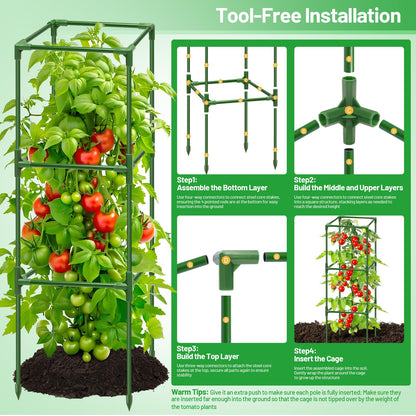 Legigo 4 Pack Square Tomato Cages- 45 Inch Heavy Duty Tomato Trellis for Climbing Plants Outdoor, Tomato Plant Support Stakes Cage Garden Trellis for Garden Raised Garden Bed Cucumbers Vegetables