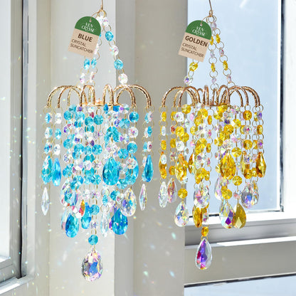 Hanging Window Garden Crystal Sun Catcher, Luxury Elegant Gold-Plated Decor, Party Crystal Ornament (Aurora)