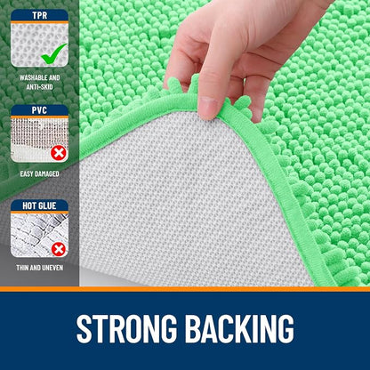 OLANLY Bathroom Runner Rugs 44x24, Soft Absorbent Chenille Bath Rugs, Rubber Backing Quick Dry, Machine Washable Long Bath Mats for Bathroom Floor, Tub and Shower, Home Decor Accessories, Mint Green