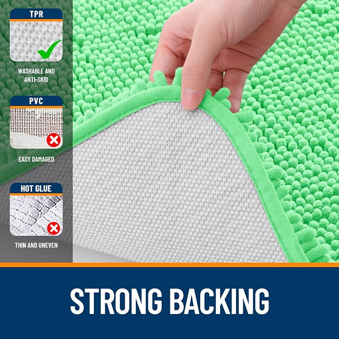 OLANLY Bathroom Runner Rugs 70x24, Soft Absorbent Chenille Bath Rugs, Rubber Backing Quick Dry, Machine Washable Long Bath Mats for Bathroom Floor, Tub and Shower, Home Decor Accessories, Mint Green