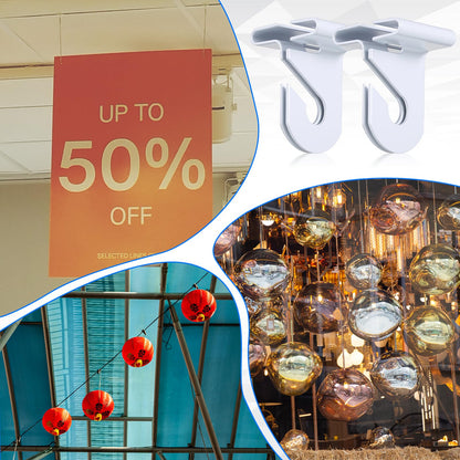 SHENLIU 100 Pair Drop Ceiling Hooks for Classrooms, White Heavy Duty Metal T-Bar Hooks Suspended Ceiling Tile Hook Clips Hold up to 20 Lbs for Home School Grid Office Plants Decorations