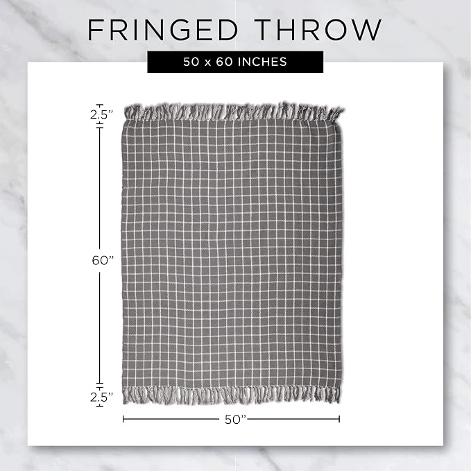 DII Braided Striped Decorative Throw Blanket, 50x60, Stone