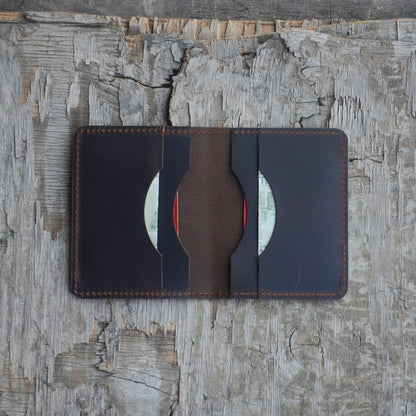 JJNUSA Handmade Distressed Men's Minimalist Leather Wallet Card Holder Wallets for Gifts style2 Darkbrown