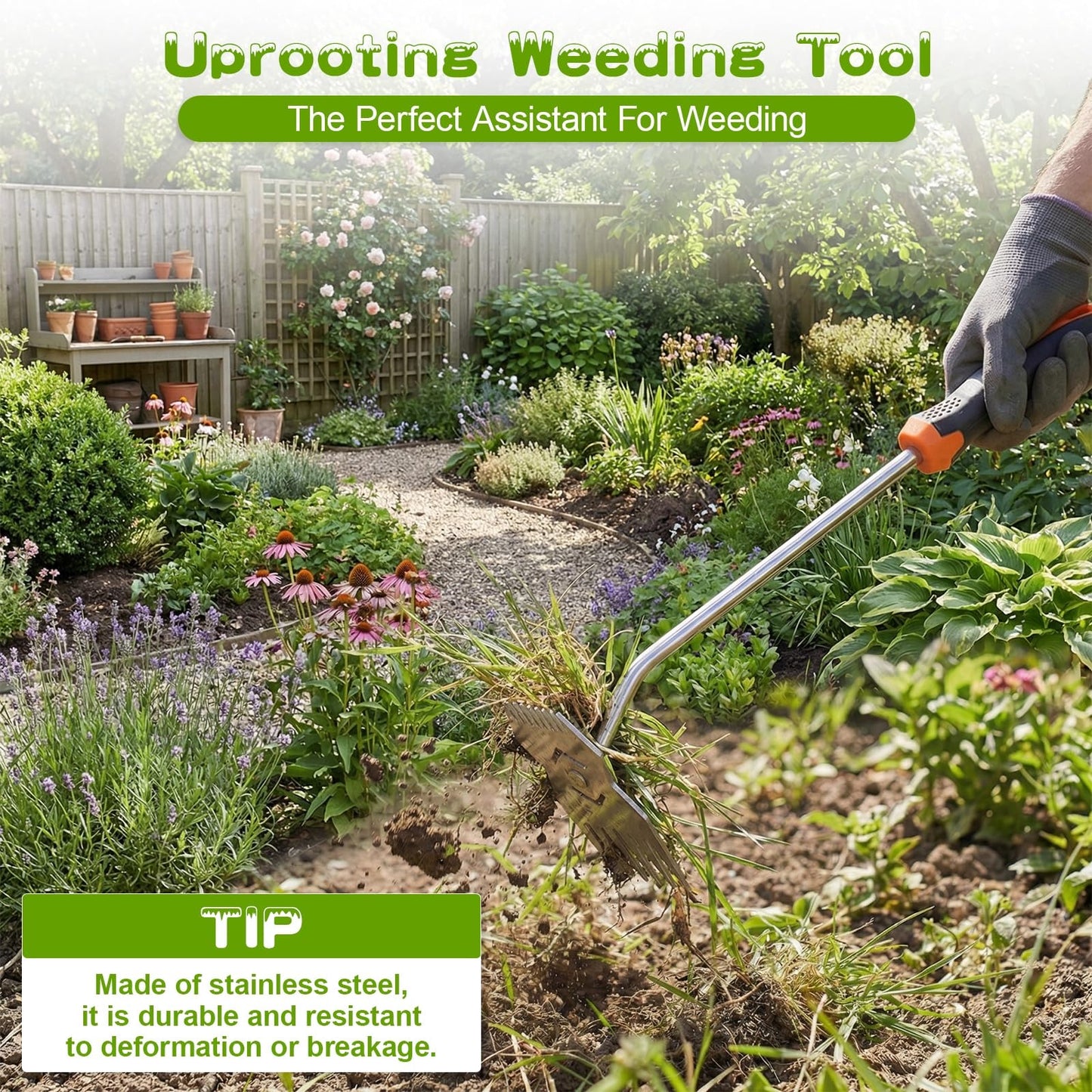 Weeder Tool,2026 Portable Weeding Tool,Stainless Steel Garden weed pulling tool,Adopt Anti slip Rubber handle,conforms to ergonomic curves,Suitable For Vegetable Cultivation And Horticulture on Farms