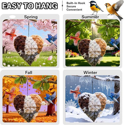 2026 Spring Handmade Fiber Bird Nesting Heart, Nesting Material Holder with Nesting Material, Wild Bird & Hummingbird Winter Shelter, Outdoor Birdhouse & Nest Box, Garden Gift for Bird Lovers