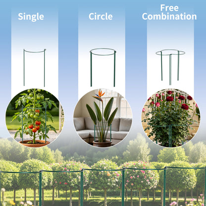 TCBWFY 14" Dx32 H Plant Supports Stakes for Large Heavy Plants,6 Pack Peony Supports,Heavy Duty 5mm Wire Peony Cages,Interlock Garden Supports Ring Border Support,Plant Support Cage for Rose Flower