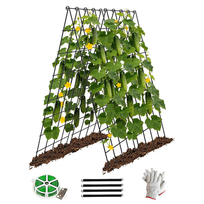 DOLEMODUO 2 Pack Cucumber Trellis, 60inch A-Frame Rustproof Steel Wire Garden Trellis for Raised Beds, Heavy Duty Climbing Plants Supports for Cucumber,Tomato, Climbing Plants and Flowers