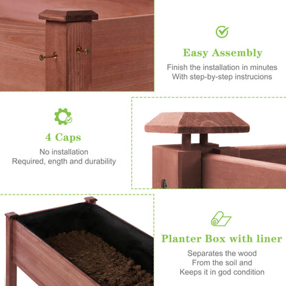 Raised Garden Bed with Legs, 48x24x30'', Outdoor Wood Elevated Planter Box, Thick Legs, w/Liner