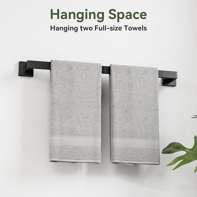 15-Pieces Matte Black Bathroom Accessories Set, 24 Inch Bathroom Hardware Set, SUS304 Stainless Steel Bath Towel Bar Set, Towel Racks for Bathroom Wall Mounted