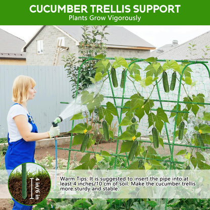 Unves Cucumber Trellis for Raised Bed, 63" x 63" Garden Trellis for Climbing Plants Outdoor, U-Shape Arch Cucumber Trellis Plant Grow Support Frame for Vine, Peas, Bean