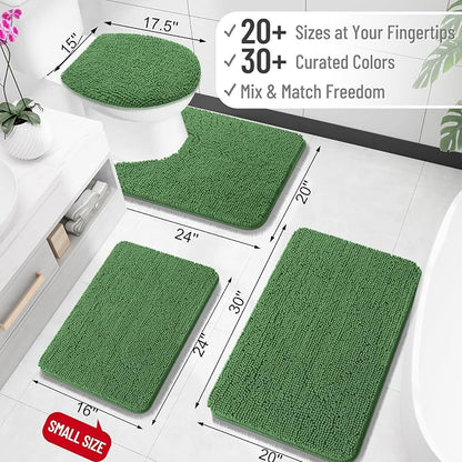 OLANLY Large Bathroom Rugs 44x32, Extra Soft Absorbent Chenille Bath Rugs, Rubber Backing Quick Dry, Machine Washable Bath Mats for Bathroom Floor, Tub and Shower, Home Decor Accessories, Olive Green