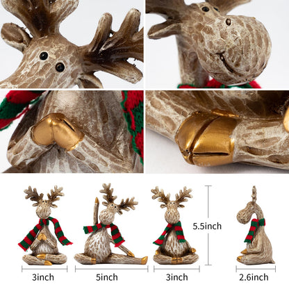 Moose Statue Home Decor.Yoga Decor Set Of 3.Collectable meditation table home decoration Figurines.Moose Figurines For Christmas Gift.Handmade Home Decoration For Living Room. Bring dignity to family.