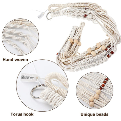 Augshy Macrame Plant Hanger, 2 Packs Plant Hangers, Hanging Planter for Indoor Plants Decorative Macrame Pot Hanger for Home Decor