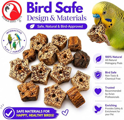 Bonka Bird Toys 3893 Pk24 Mahogany Sliced Pods Foot Talon Craft Part Bird Toys Parakeet Cockatiel Conure