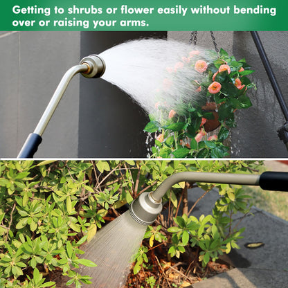 RESTMO Long Watering Wand, 24 Inches Gentle Soft Full Shower Sprayer Wand with Thumb Flow Control, Heavy Duty Metal Hose Wand for Hanging Baskets, Shrubs, Plants, Flowers, Garden and Lawn