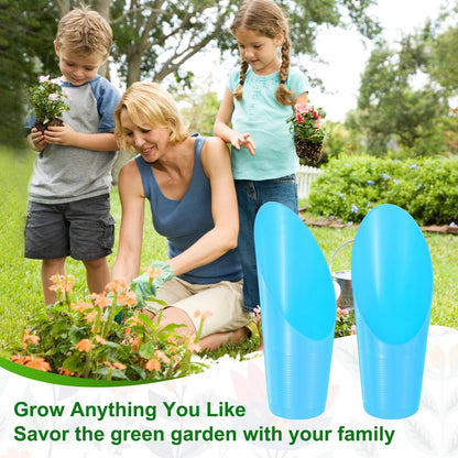 M METERXITY 18-Pack Bonsai Soil Scoops, Plastic Garden Soil Scoops Bucket Shovel Potting Scoopers for Transplanting/Flower Planting/Plant Succulent, Colorful Small Gardening Tools [Blue]