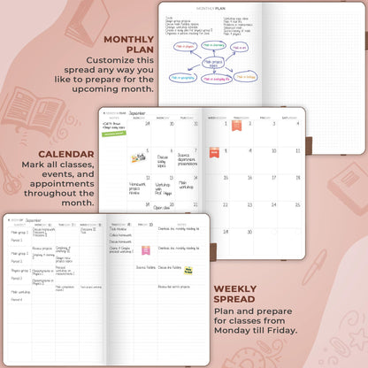 Clever Fox Teacher Planner – School Year Planner with Calendars & Lesson Plans – Teacher Plan Book for Classroom & Homeschool Organization - Undated, 7x10″, Hardcover (Dark Terracotta)
