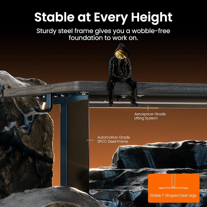 ErGear Height Adjustable Electric Standing Desk, 44 x 24 Inches Sit Stand up Desk, Memory Computer Home Office Desk, Grey