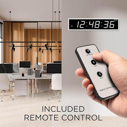 Ivation Oversized Large Digital Wall Clock - Big LED Digital Clock w/Large Display & Durable Aluminum Frame Shelf or Wall Mount (36 Inch - White) 6 Brightness Levels | Time Memory | Remote