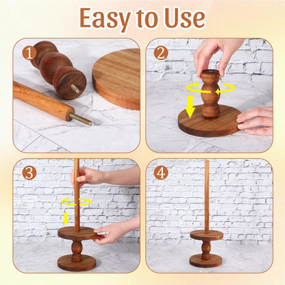Zhehao 4 Pcs Farmhouse Donut Stand Donut Holder Display Stacker Tower Detachable Doughnut Stand Dessert Tower Tools Serving Decoration Kit for Birthday Wedding Party Decoration(Acacia Wood)