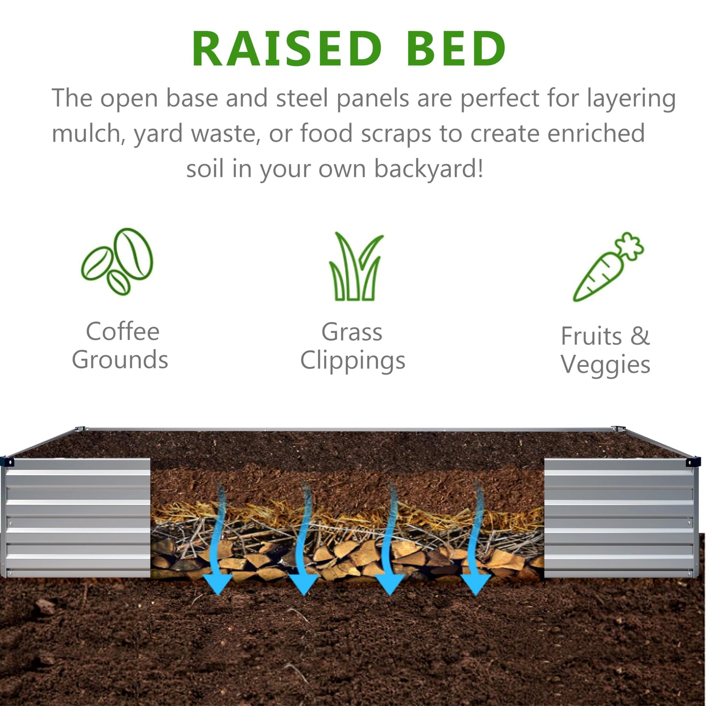 Henshwon 2PCS 12x3x1ft Galvanized Raised Garden Bed Kit,Metal Planter Box for Vegetables,Flowers,Herbs Durable Rust-Resistant Patio Gardening Beds,Silver