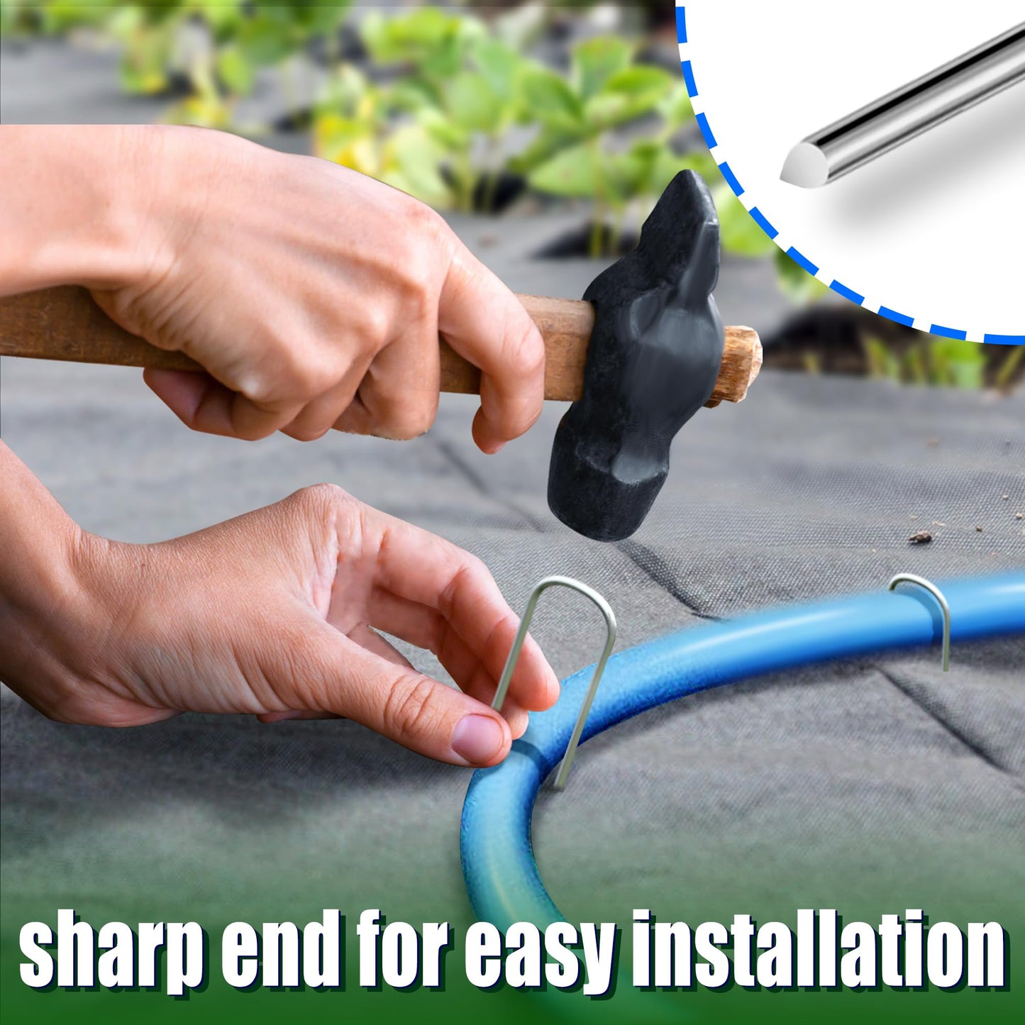 ToolTide 100 Pack 4 Inch U Shaped Garden Stakes Galvanized Drip Irrigation Stakes Landscape Staples Soaker Hose Stakes Anti-Rust Drip Line Stakes for Ground Drip Tubing Weed Barrier Fabric Plant Cover