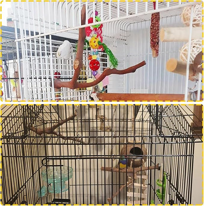 PINVNBY Parrot Perches Natural Birds Stand Wild Grape Stick Grinding Paw Climbing Wood Cage Accessories and Toy for Parakeet, Lovebirds,Budgies,Cockatiels and Finches