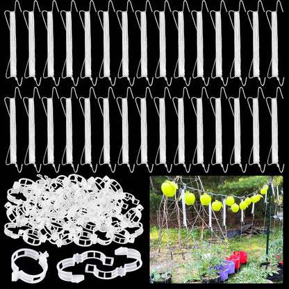 Srmayyi 160 PCS Tomato Hooks with String,Tomato Holder Hooks with Plant Clips and 32.8ft Twine,Climbing Plants Support Hooks Flower Vine Twine Crop Trellis,Prevent Pinching or Falling Off