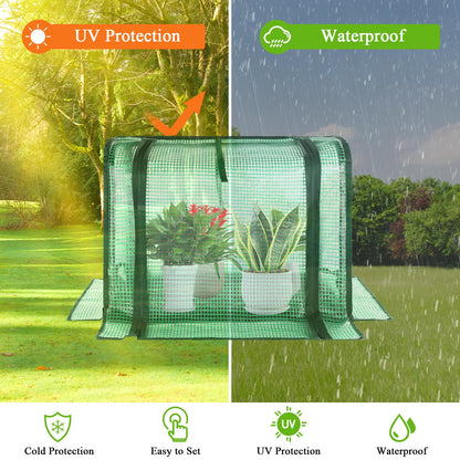 U'Artlines Portable Mini Greenhouse Small Green House with Waterproof Pad 23x13x17 Inch Plant Cover Tent for Garden Small Plants Indoor Outdoor, Green PE