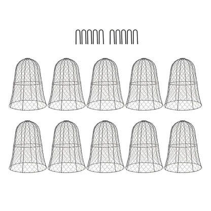 Garden Chicken Wire Cloche 10 Pack Garden Cloches for Plants Wire Plant Protectors from Animals Bell Shape Design Hook on the Top Thickened Iron Construction for Seedlings Shrubs Protection