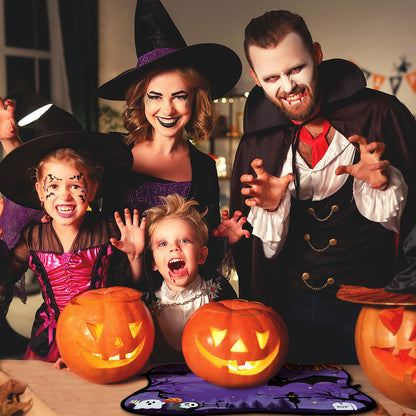 6 Pcs Halloween Placemats Plastic Pumpkin Spider Ghost Witch Happy Halloween Table Mats Boo Purple Blue Orange Spooky Waterproof Placemat for Kitchen Home Table Party Decoration, 11.81 x 15.75 Inch