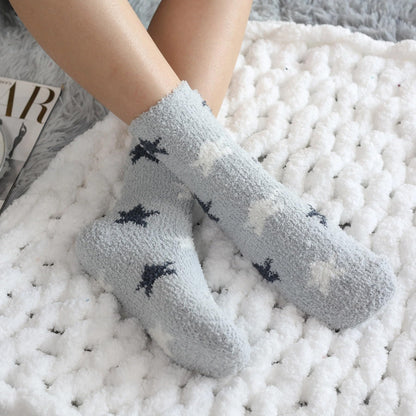 Horuru Fuzzy Socks for Women Fluffy Cozy Slipper Socks Fall Halloween Christmas Gifts Pumpkin Slippers