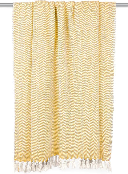 DII Chevron Throw Collection Handloomed Cotton, 50x60, Marigold