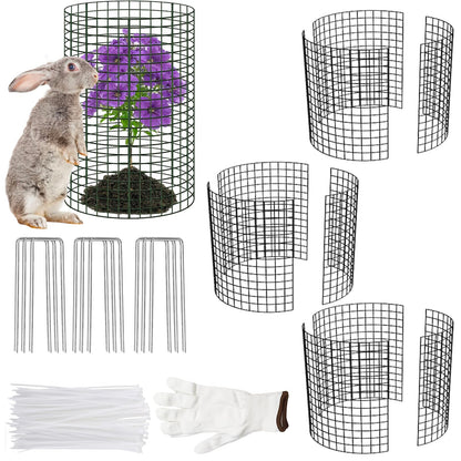 3 Pcs Plant Protector from Animals 12x16 Inch Metal Wire Mesh Garden Plant Cages for Gardening Supplies – Garden Plant Protectors with 30 Cable Ties, 9 Stakes & Gloves